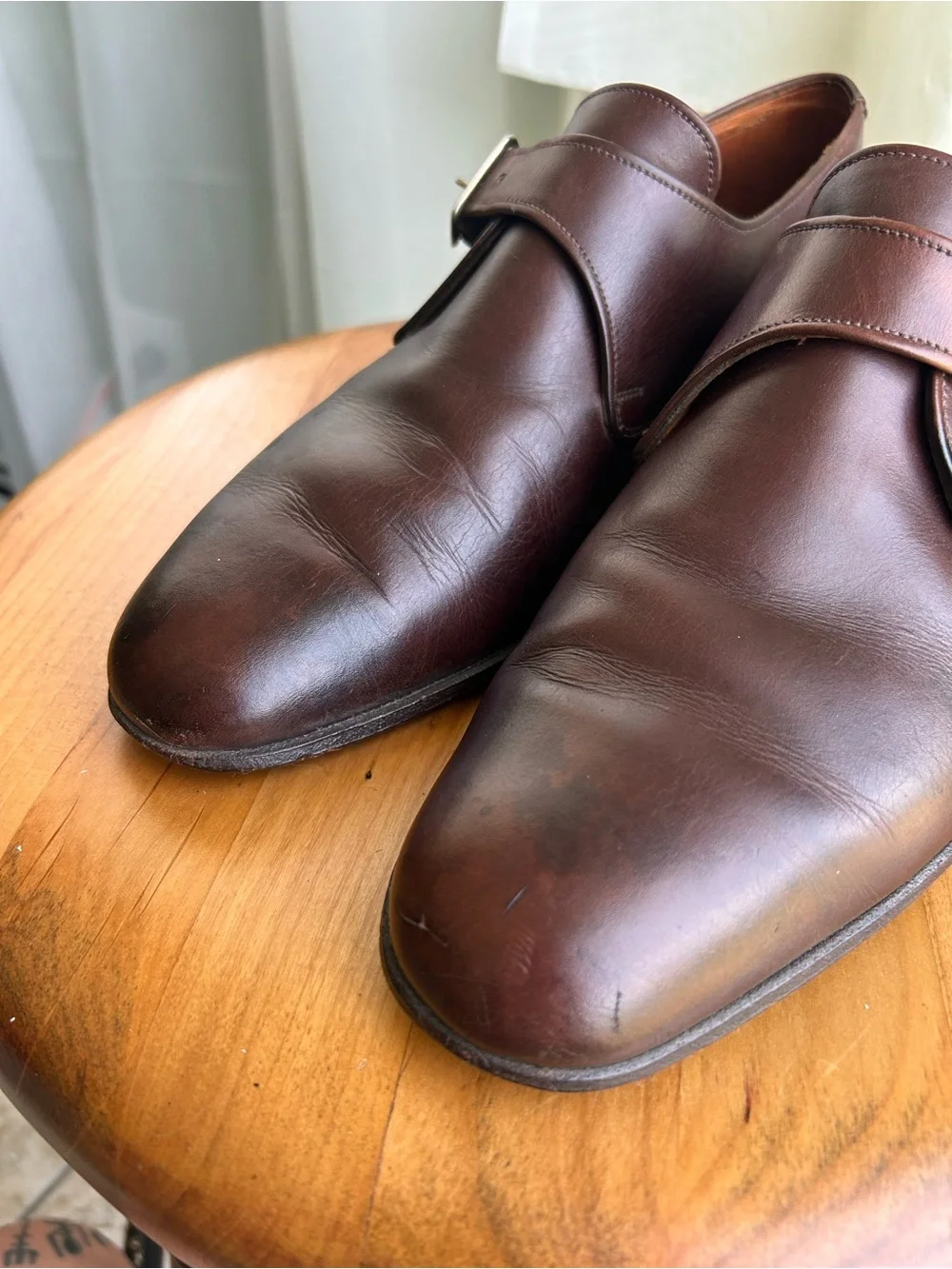Mauri Dundee Brown Leather Monk Strap Dress Shoes Made in England UK 7.5 US 8.5